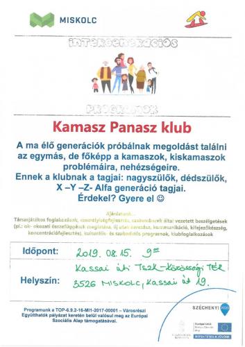 Kamasz Panasz Klub 1-es célterület