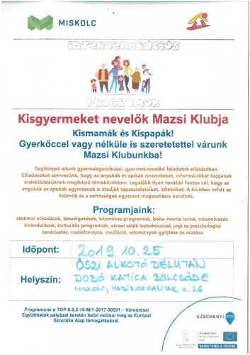 Kisgyermeket nevelők Mazsi Klubja 1-es célterület A