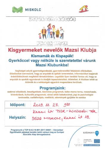 Kisgyermeket nevelők Mazsi Klubja 2-es célterület