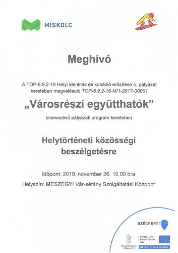 Meghívó - Helytörténeti közösségi beszélgetésre (11.26) Vár-sétány