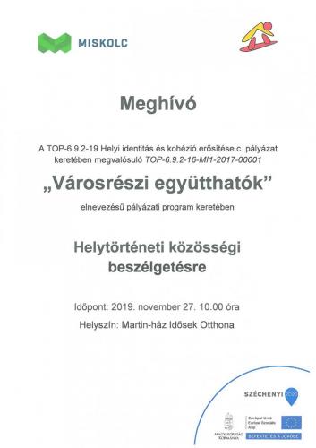 Meghívó - Helytörténeti közösségi beszélgetésre (11.27)