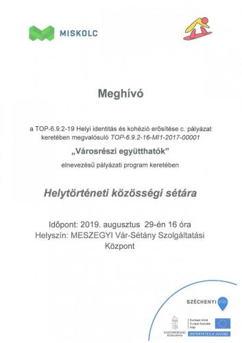 Meghívó - Helytörténeti közösségi sétára (08.29)