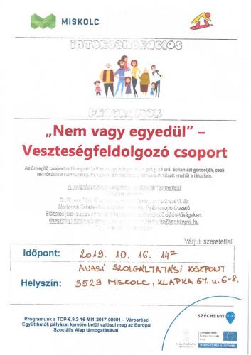 Nem vagy egyedül - Veszteség-feldolgozó csoport 3-as célterület