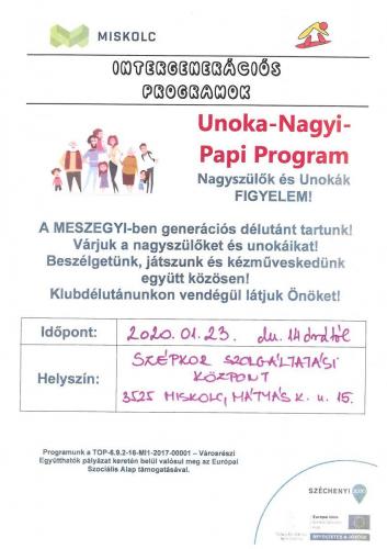 Unoka Nagyi Papi Program -  Disznótoros Délután 1-es célterület