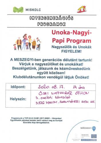 Unoka Nagyi Papi Program - Kézműves foglalkozás 2. 2-es célterület