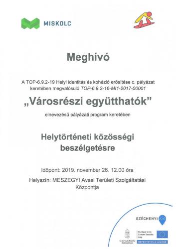 Meghívó - Helytörténeti közösségi beszélgetésre (11.26) Avasi TSZK